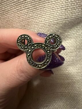 Disney Marcasite Mickey Outline Ring in Silver